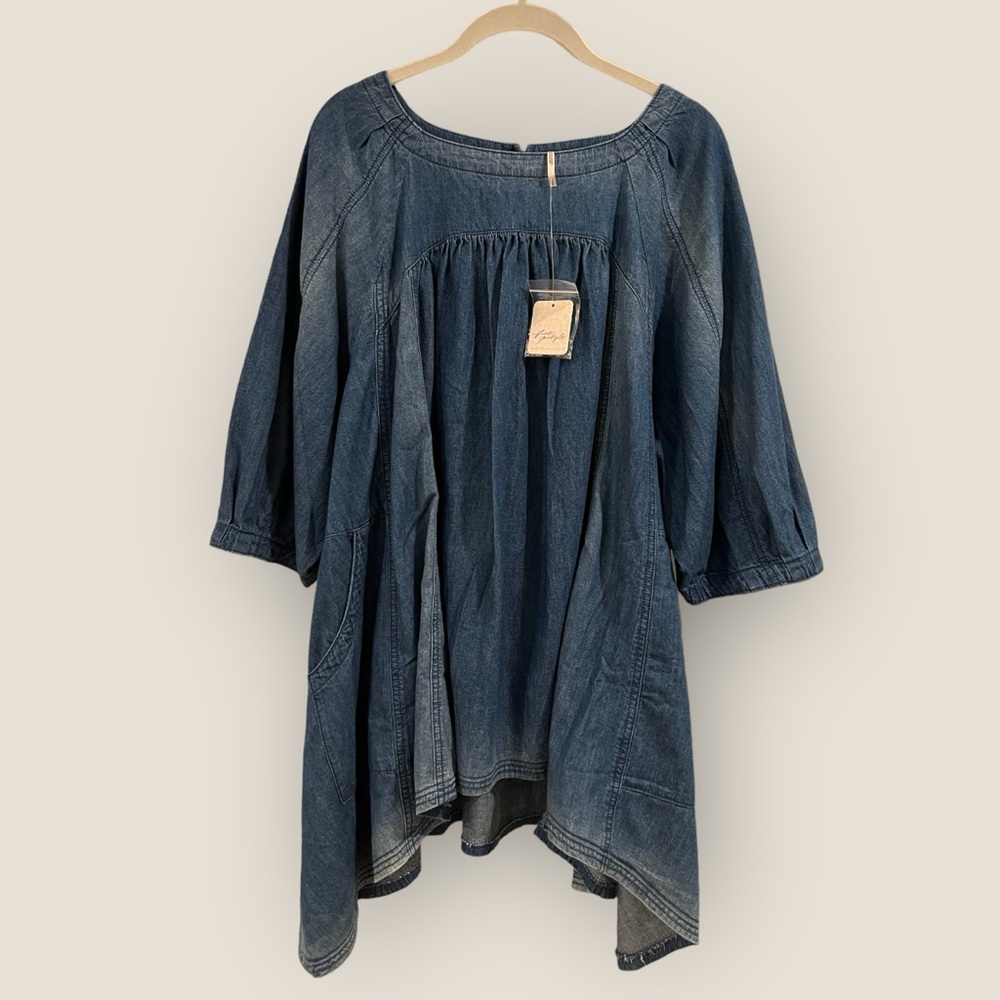 Free People Memories of You Denim Top NWT Small